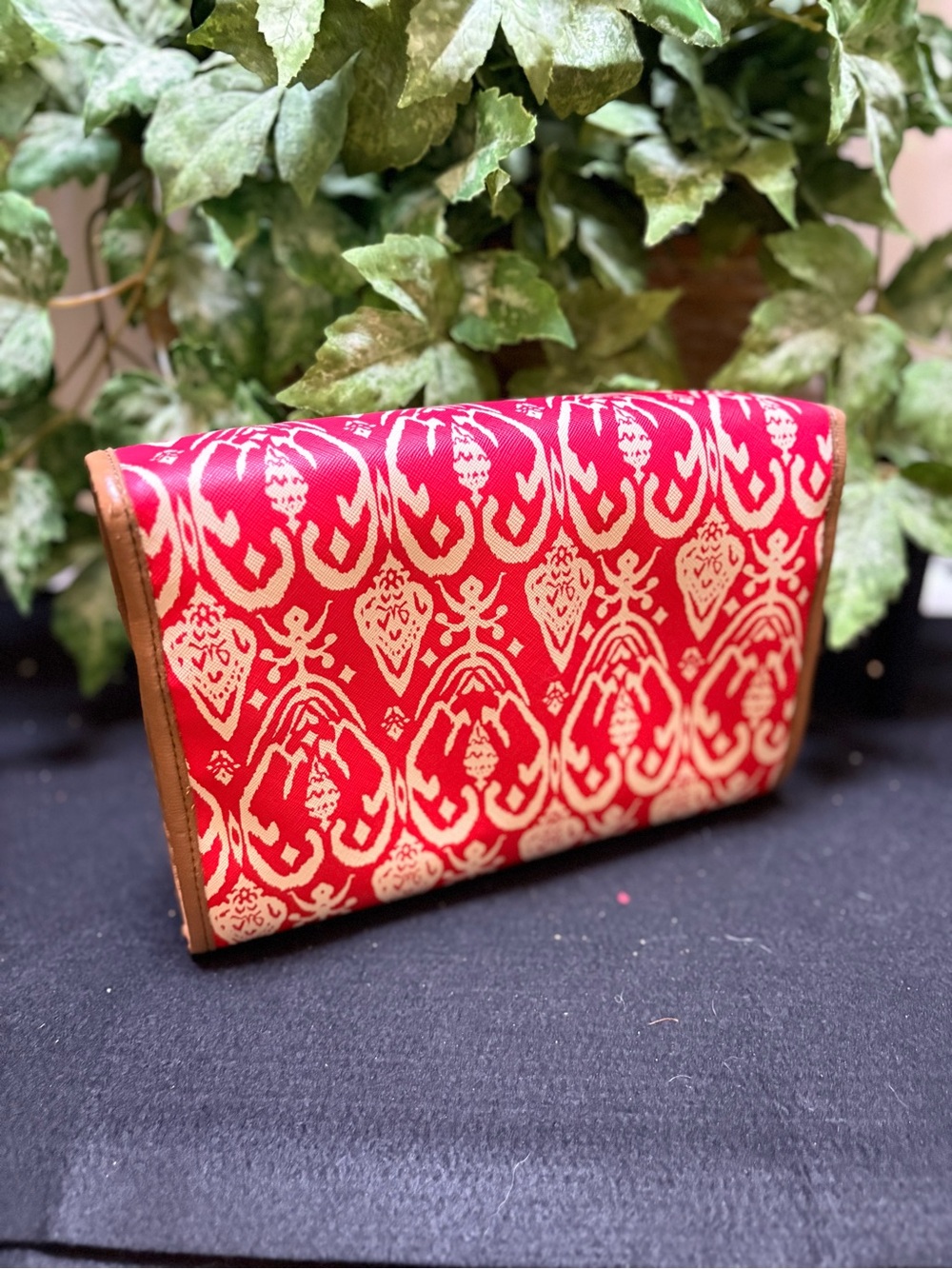 Stella & Dot | NWOT Ikat Hanging Travel Cosmetic Toiletry Bag Case - Red/Tan/Wht - Picture 2 of 9